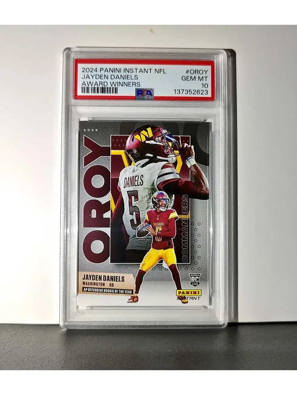 Jayden Daniels 2024 Panini NFL AP Offensive Rookie of the Year Commanders PSA 10